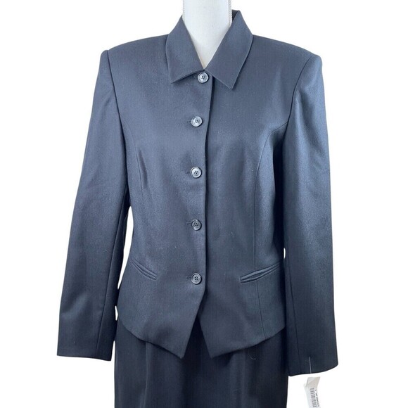 NEW Amanda Smith Suit Skirt Jacket 100% Wool Black Business Work Office Size 10 - Picture 2 of 12
